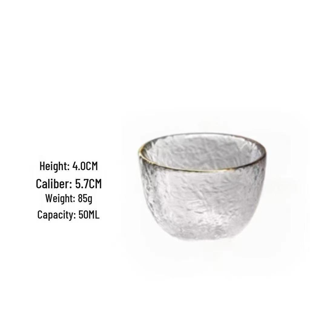 Japanese Crystal Glass Kung Fu Tea Cup with Gold Painting - Small Tasting Bowl
