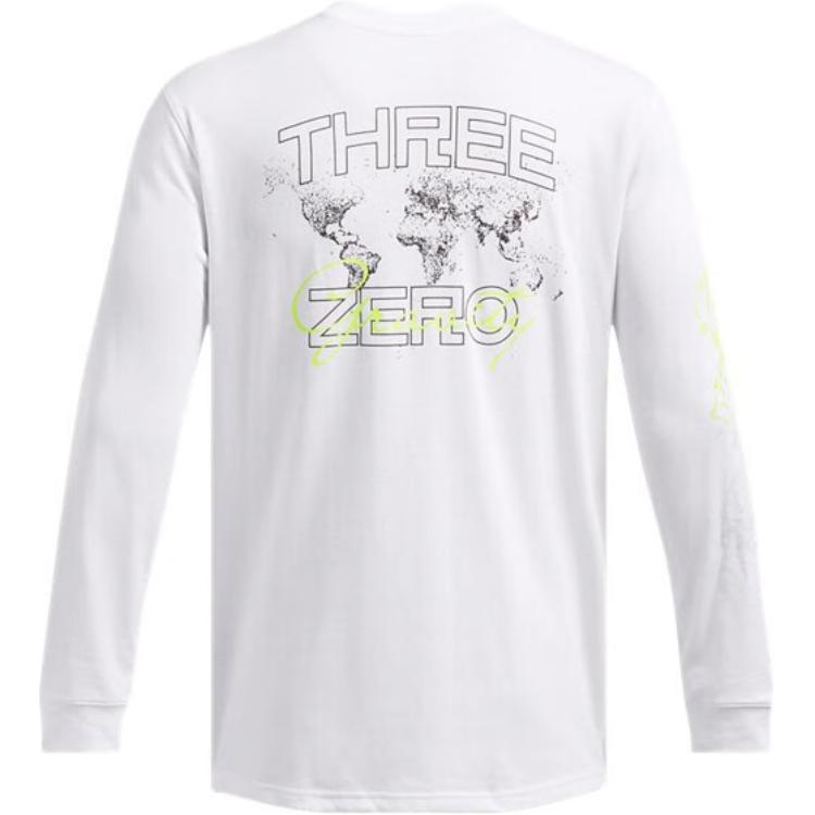 Under Armour Curry Letter Pattern Sports Crew Neck Pullover Long Sleeve T-Shirt Men Tops White 1387109-100