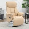 Adjustable Swivel Recliner, Manual Recliner Chair with Footrest, Padded Arms, PU Leather Upholstery, Beige