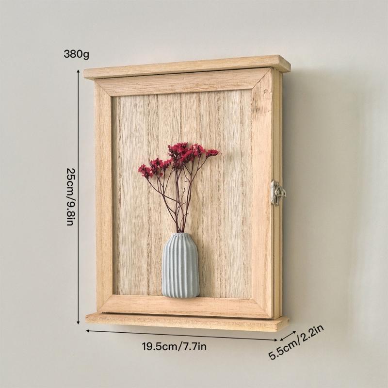 Farmhouses Style 6 Hook Wall Key Rack With Natural Wood Base And Retro Dried Flower Embellishment
