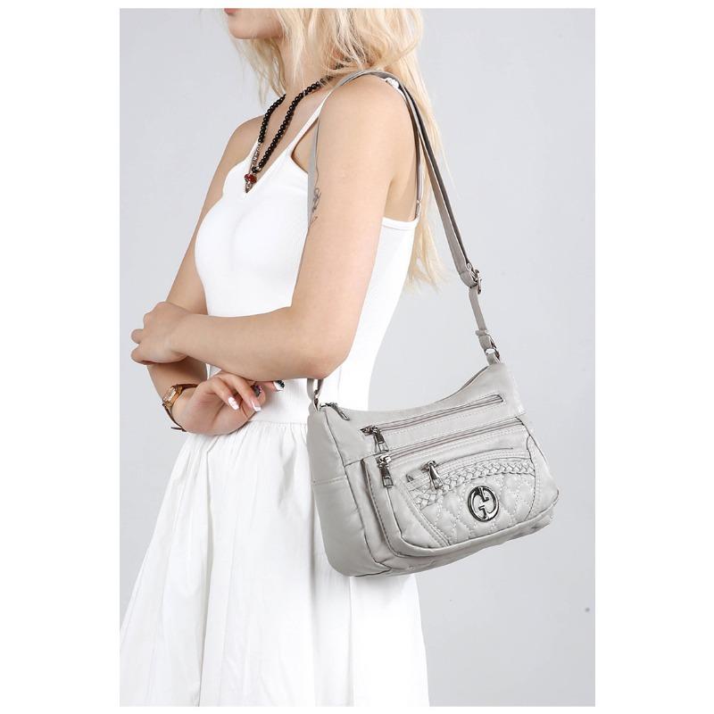 

Soft Leather Multi Compartment Single Shoulder Crossbody Bag коричневый