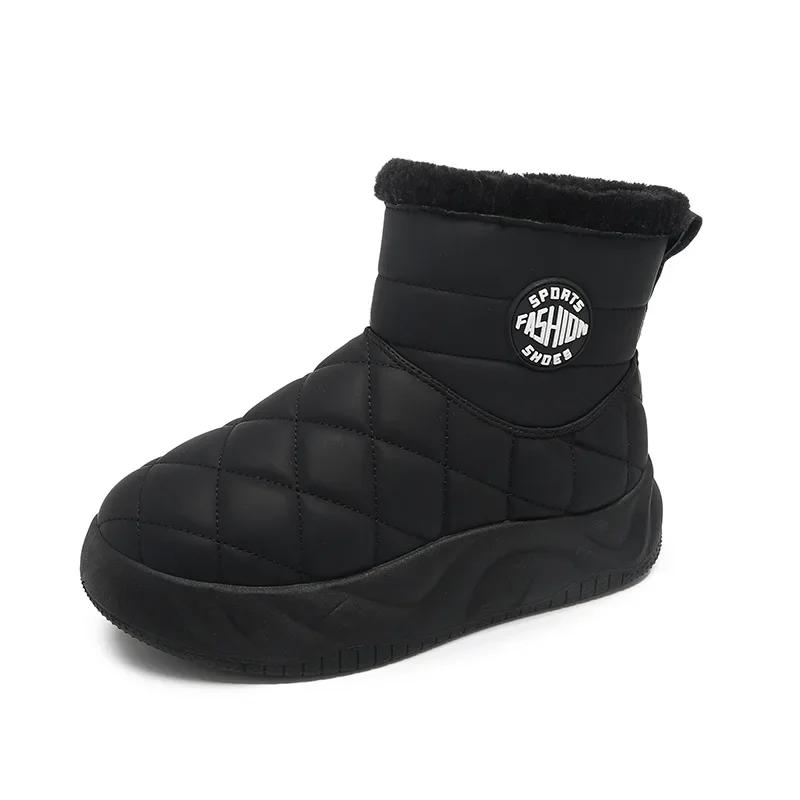 

Fashion Snow Boots Women s Velvet Thickening 2025 New Winter Fashion Short-tube Slip-on Warm Bread Cotton Shoes Winter Boots Women Shoes 40 чёрный
