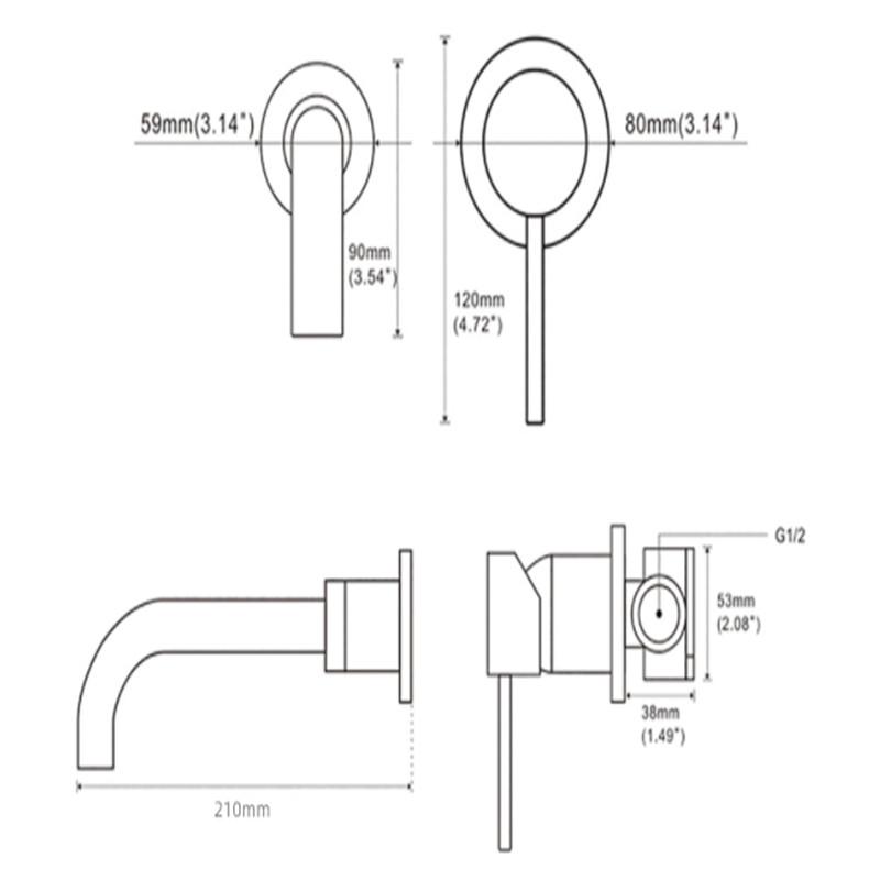 Wall Mounted Kitchen Faucet Bathroom Basin Sink Tap Solid Brass Gold Brushed Hot Cold Mixer Wash Basin Water Swivel Spout Faucet