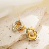 Geometric Stainless Steel Gold Sliver Color Bilayer Stud Earring for Women Irregular Metal Texture Fashion Jewelry Gift