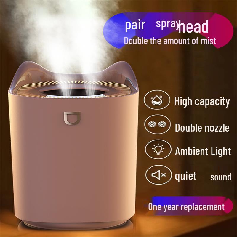 USB Humidifier & Air Purifier with Large Mist Output and Atmosphere Light for Home Bedroom