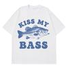 Retro Fishing T Shirt Kiss My Bass Funny Meme Tshirt Men Women Fashion Clothing T Shirt Summer Cotton Casual Harajuku Tshirts