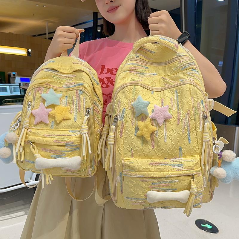 Schoolbag Children Elementary School Girls High School Large Capacity High Appearance Ins Striped Backpack