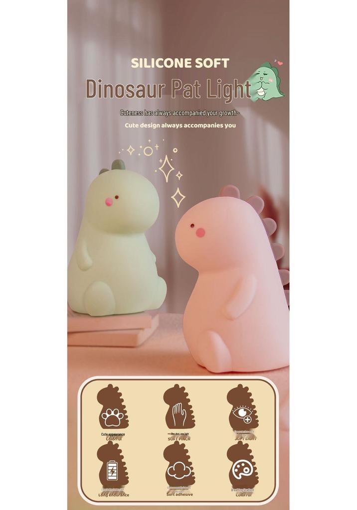 Rechargeable Dinosaur Silicone Night Light - Seven-Color Changing for Kids