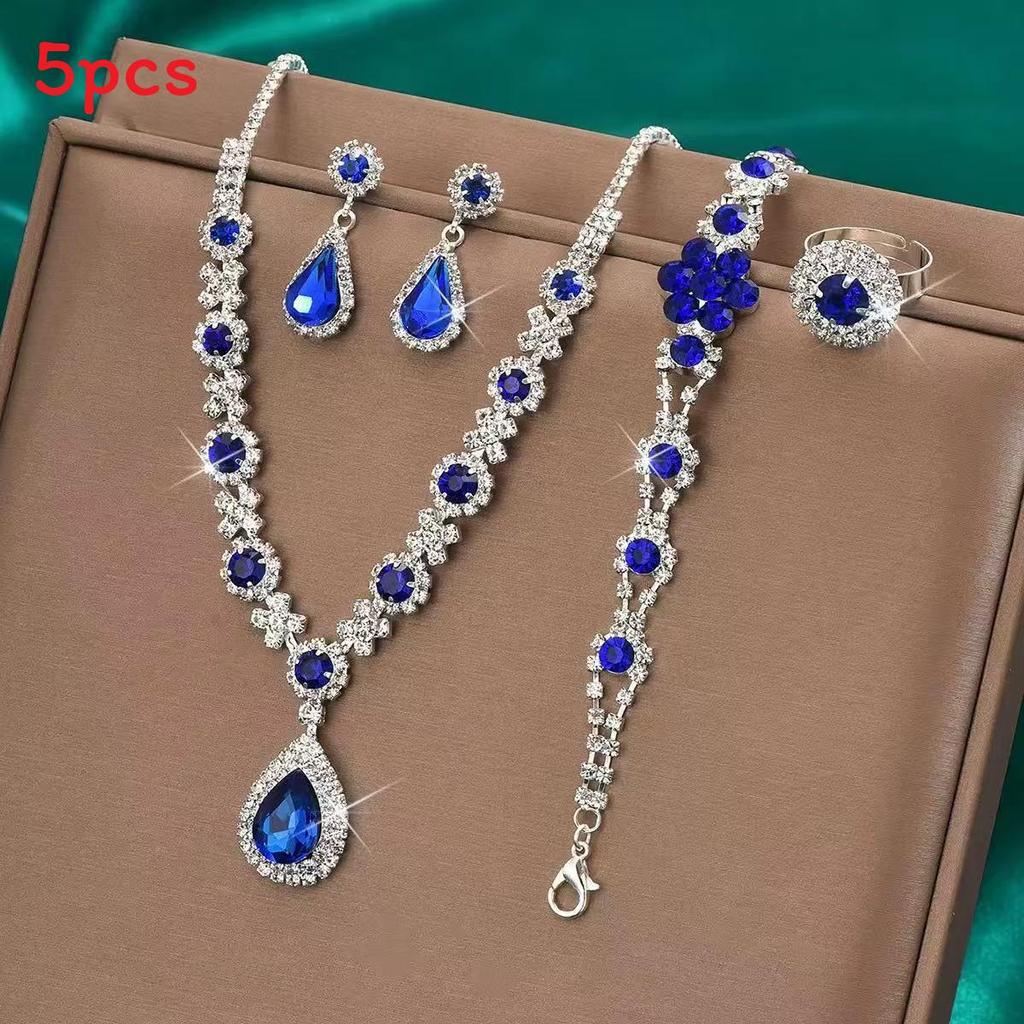 Water Drop Bridal Jewelry Set With Rhinestone Earrings And Necklace For Elegant Wedding Accessories