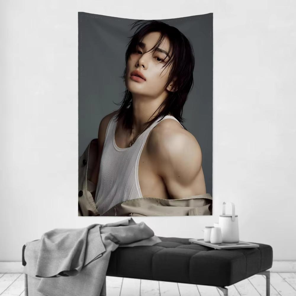 1Pc Hyunjin Tapestry Room Decor Wall Cloth Party Hanging Background Room Decor Baby Room