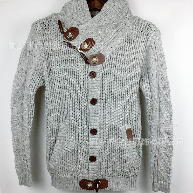 Men's Knitted Sweater Coat High Collar Button Large Size Sweater