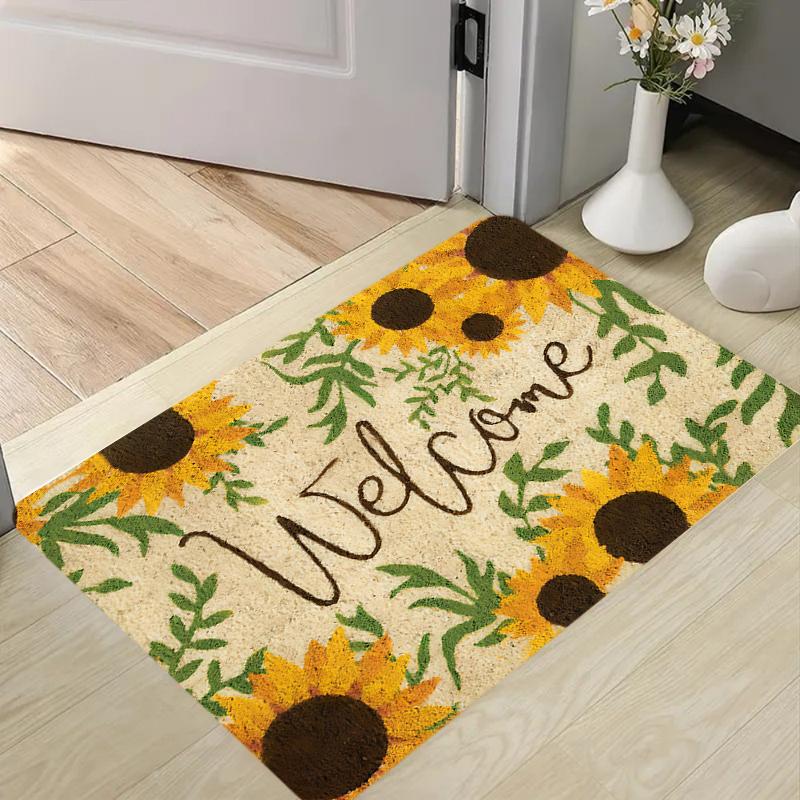 

Sunflower Pattern Carpet Mat Rug Home Decoration Living Room Bedroom Floral Design Non Slip Durable Warm Welcome Floor Mat 50X80cm