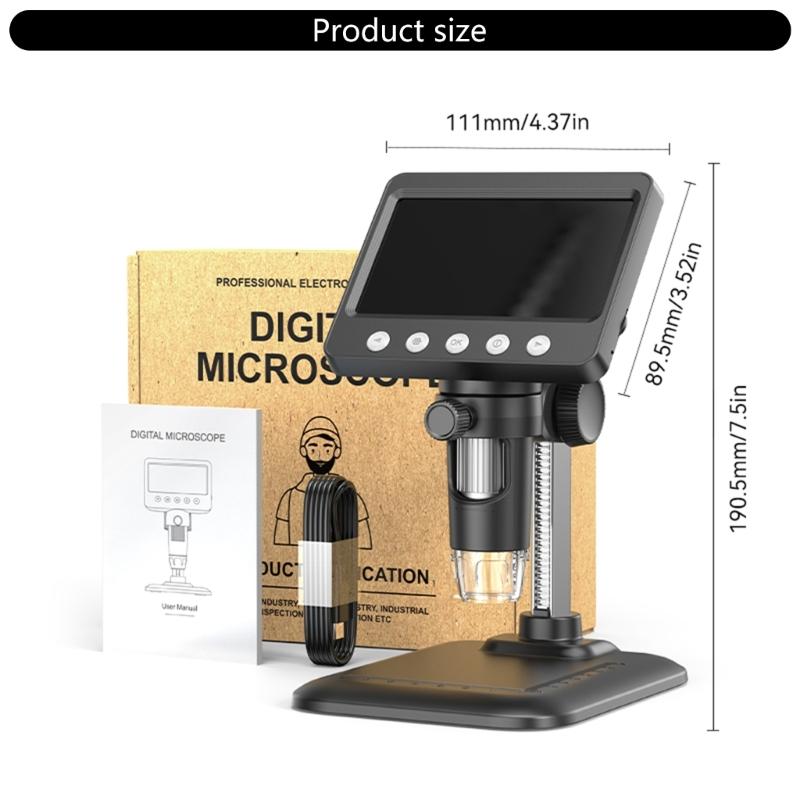 Digital Microscope 1080P 1000X Microscope USB Microscope Magnifier 4.3inch Screen for Repair Soldering Adult/Children