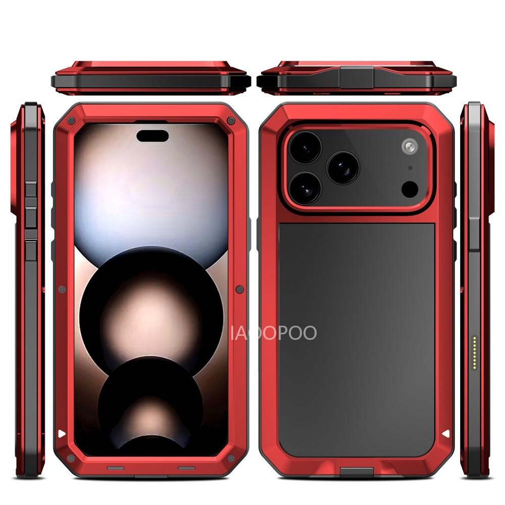 Coque de téléphone en métal aluminium silicone antichoc de qualité militaire pour iPhone 17 Air Promax 16E 15 14 13 12 11 Pro Max Plus SE Housse de protection