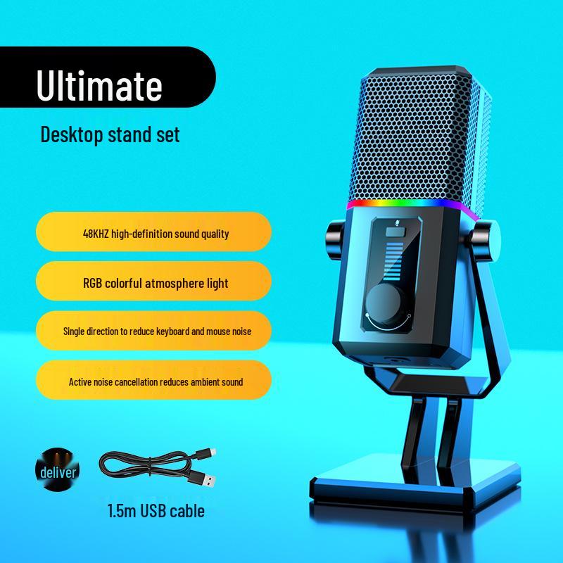 USB Noise-Reduction Condenser Microphone for Gaming, Desktop, Online Classes, and Conferences