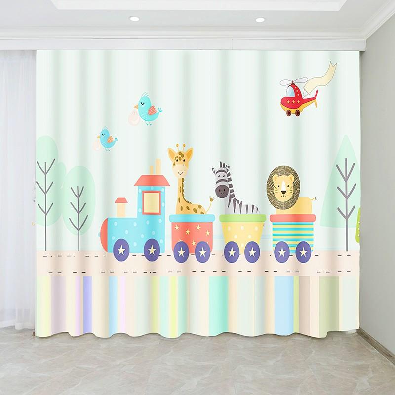 

2Panel Спальня Кухня Шторы Мультфильм Зоопарк Животные Жираф Лев Джунгли Ребенок Оконные Шторы Шторы для Гостиной Домашний Декор (50Wx50H)x2(CM)&Grommet Top