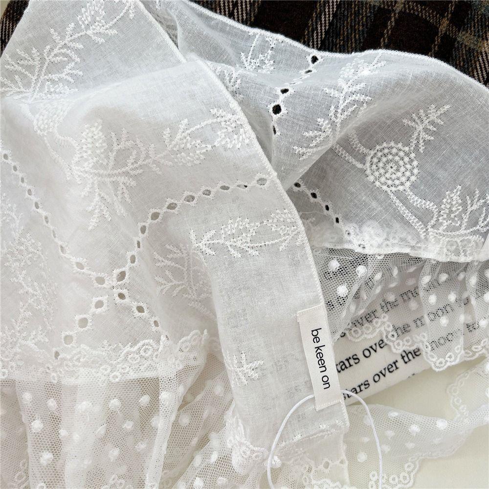 Y2K Streetwear Lace Flower Hair Scarf Embroidered Flower Hollow Out Skirt Jeans Decoration