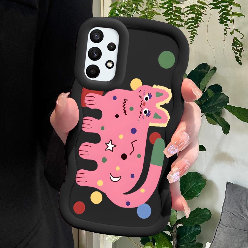 

Окрашенный узор Big Wave Edge Мягкий силиконовый материал Macaron чехол для телефона противоударный защитный резиновый чехол для Samsung Xiaomi Poco Redmi Xiaomi Poco C75 5G чёрный