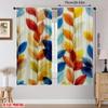 Set Of 2 Colorful Leaf Curtain Window Decor Polyester Home With Rod Pocket Light Filtering