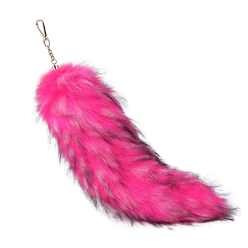 Trendy Foxes Tail Key Holder Accessory Sturdy Plush Synthetic Leather Bag Ornament Portable for Stylish Ladies Women