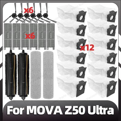 Kompatibel für MOVA Z50 Ultra Ersatz Hauptseitenbürste HEPA Filter Mopp-Pad Staubbeutel Ersatzteile Zubehör