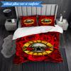 3PCS Guns Roses Fire Logo Bedding Set,Including 1pc Duvet Cover And 2pcs Pillowcases Perfect for Bedroom, Dormitory, Fan Christmas gift