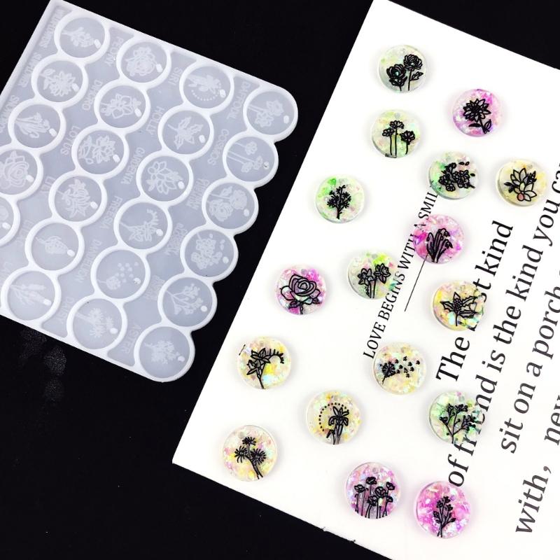 Glänzendes glänzendes Pflanzen-Blumen-Ornament Silikon-Epoxidharzform DIY Schlüsselanhänger Anhänger Schmuck für Valentinstagsgeschenk Kunsthandwerk