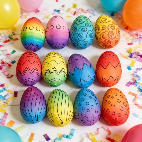 12 Pcs Foam Easter Eggs for Crafts DIY Painting Fake Eggs for Easter Christmas Holiday Art Crafts Making School Projects