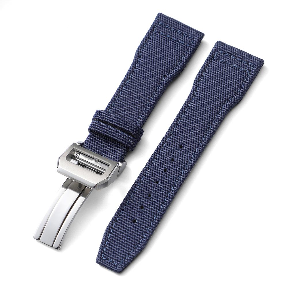 Nylonowy pasek do zegarka z żaglowego płótna 20mm 21mm 22mm dla IWC Pilot Band Wojskowy płócienny Skórzany męski bransoletka z klamrą składaną Akcesoria