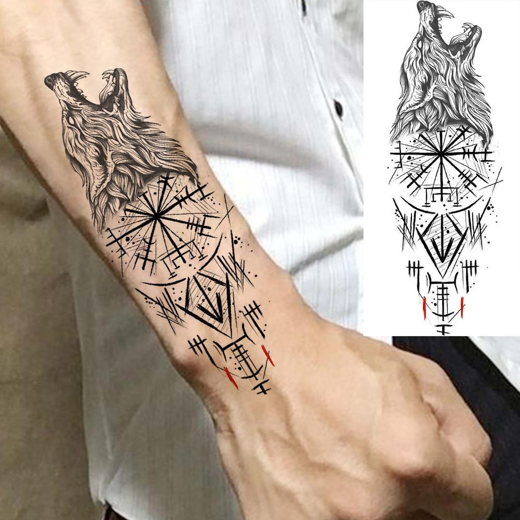 1 Sheet Geometric Planet Mountains Temporary Tattoos For Women Men Forearm Foot, Waterproof Long Lasting Realistic Tatoo Sticker