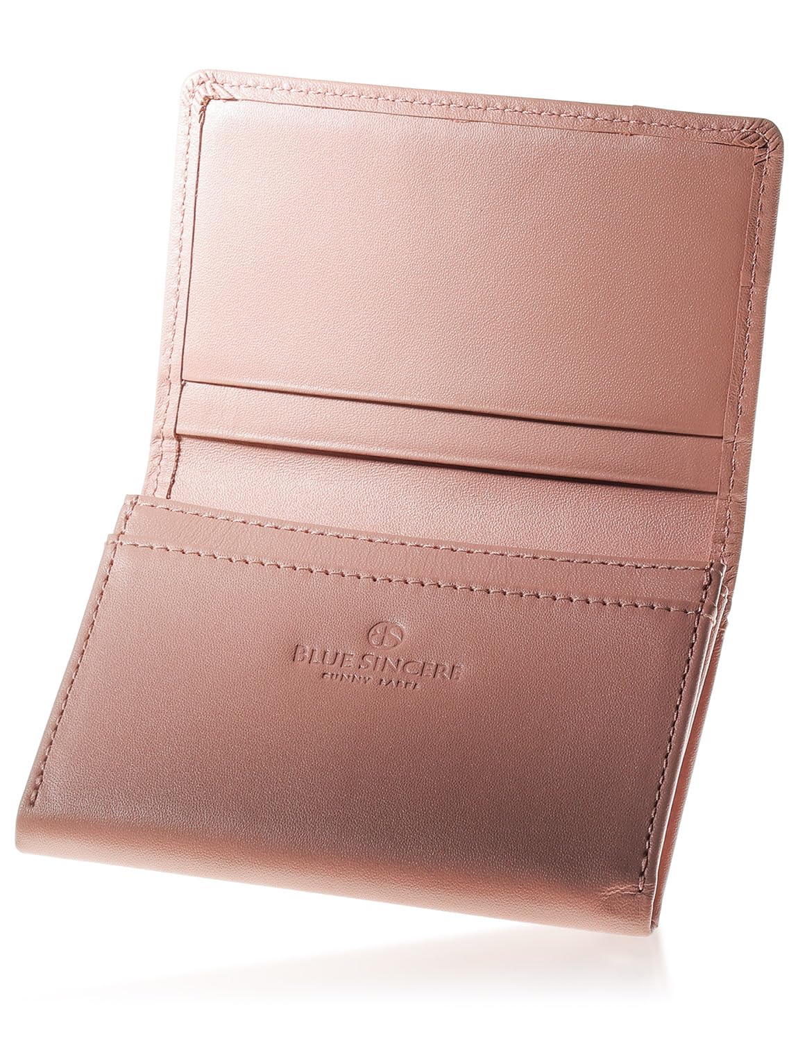 

[BLUE SINCERE] Women s Genuine Leather Business Card Holder, 50 Cards, Large Capacity, Sortable, Slim, Mother s Day Gift LM1 (Swanny Pink)