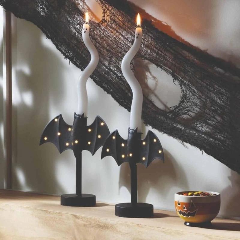 Ghost Festival Gothic Nnight Light Detachable Led Twinkle Light Bat Candlestick Decoration Night For Halloween Decor