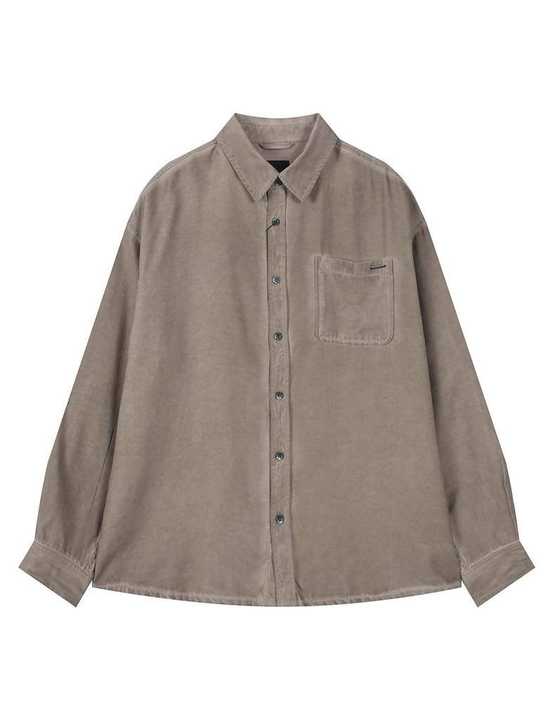 Burkeru Silky Dyed Long Sleeve Shirt Light Khaki
