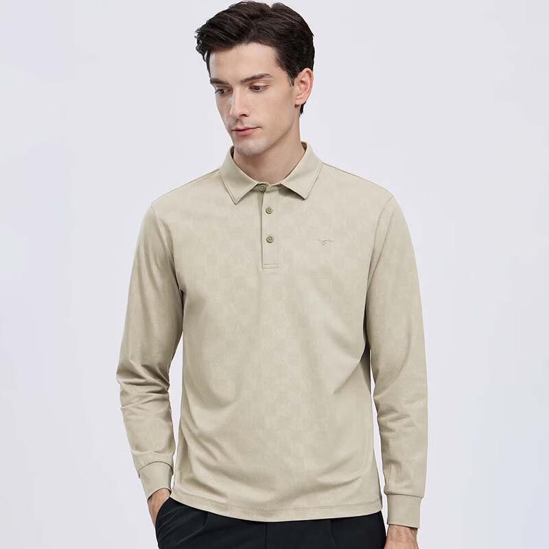 SEPTWOLVES Men's Antibacterial Moisture-Wicking Long-Sleeve Polo Shirt