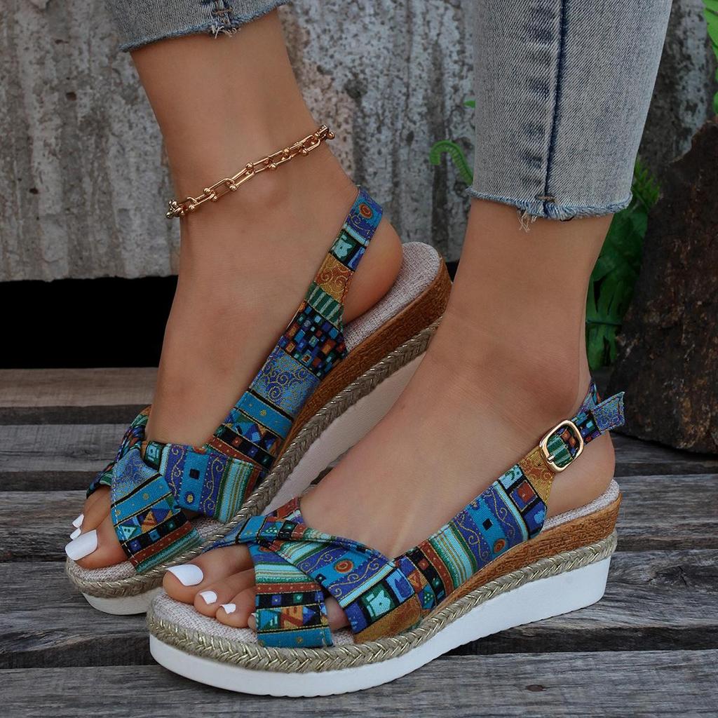 Madingi „Peep Toe Wedge“ sandalai moterims Vasaros lengvi platforminiai „Gladiator“ batai Moteriški didelio dydžio neslystantys paplūdimio sandalai