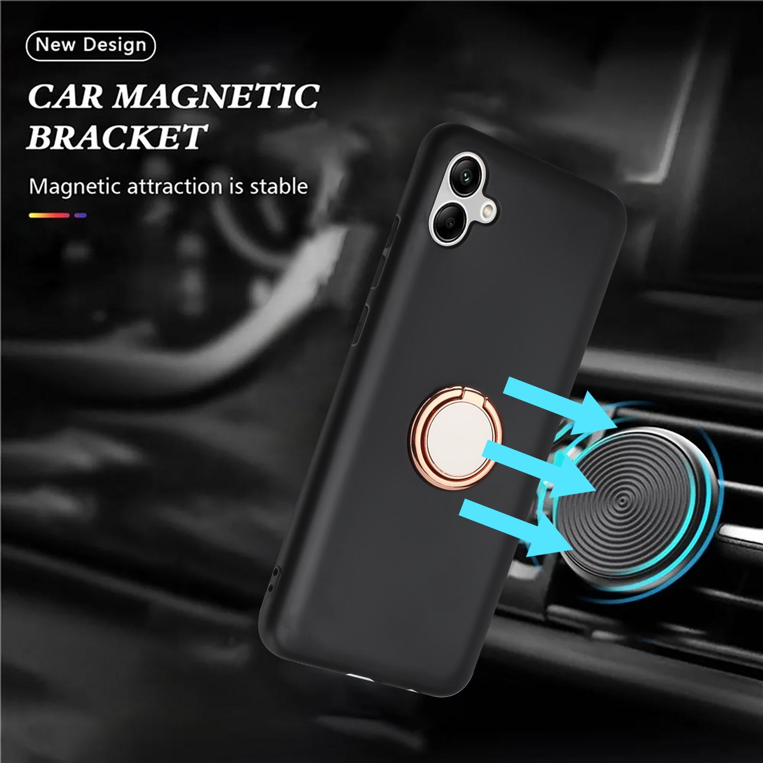 

For Samsung Galaxy A07 Case Ring Kickstand Soft TPU Matte Phone Cover Rose Gold