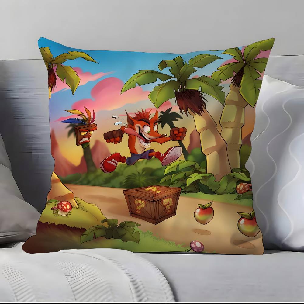 Game Cartoon Crashs B-B-Bandicoot Pillow Case Pillowcase Soft Skin Friendly & Comfortable With A Hidden Zipper