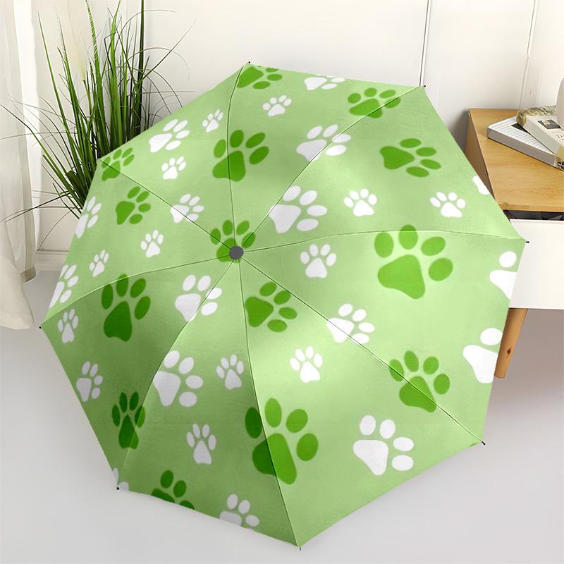 1pc Paw Prints Automatic Open 8-Rib Windproof Umbrella, Travel & Commuting, Suitable for All Seasons