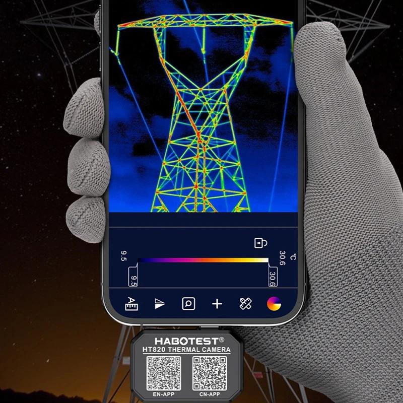 HT820 256x192 Thermal Camera for Android Infrared Thermal Imager Repair Thermographic Camera with High/Low Temperature Tracking