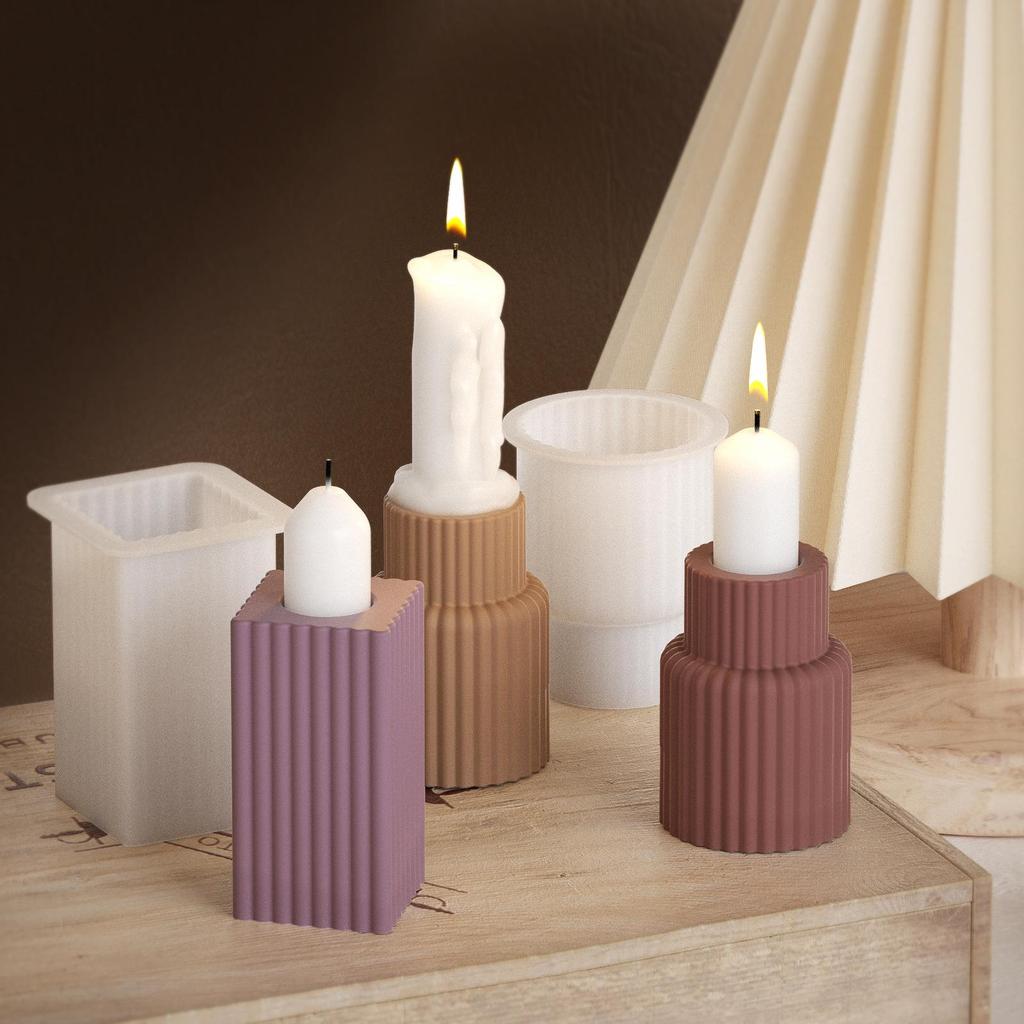 Poppy DIY Silicone Mold for Round & Rectangular Striped Candle Holders