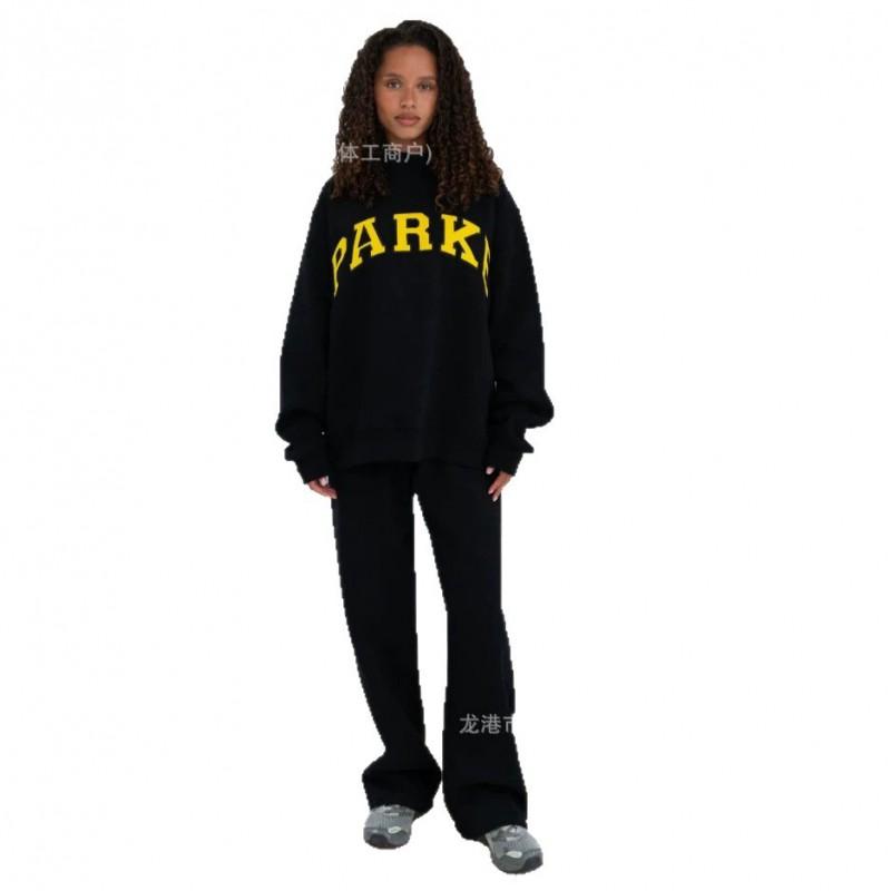 Womens Embroidered Half-Zip Sweatshirt Casual Loose Fit Long Sleeve Thick Fleece Top Daily Wear