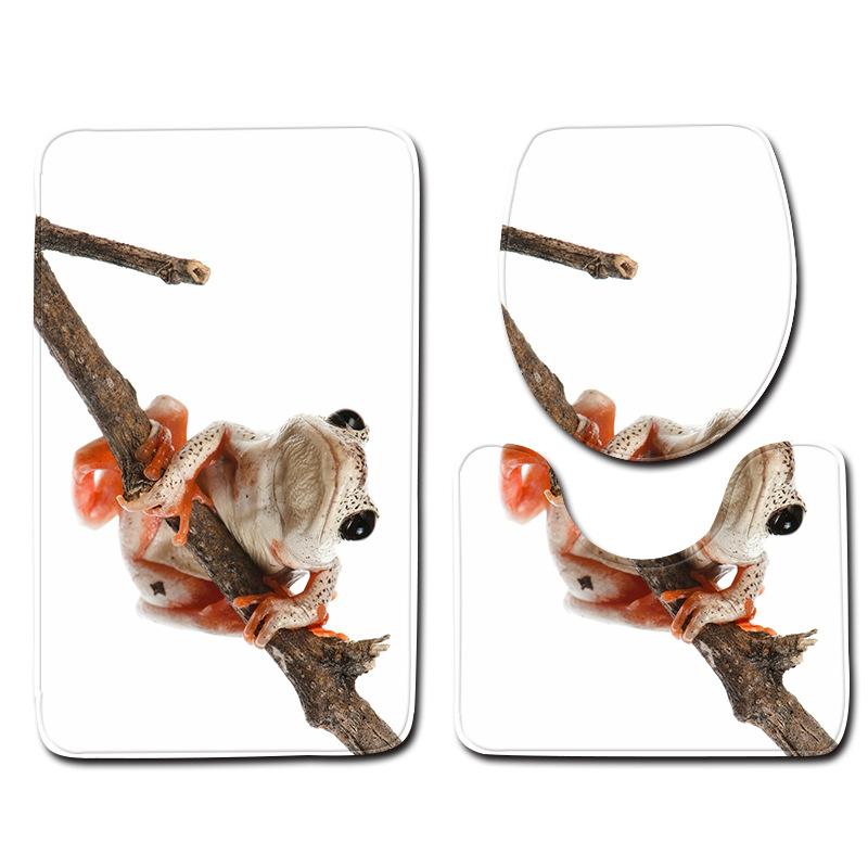 Covor de baie 3D cu broască, trei piese, covoraș de intrare, covor de baie