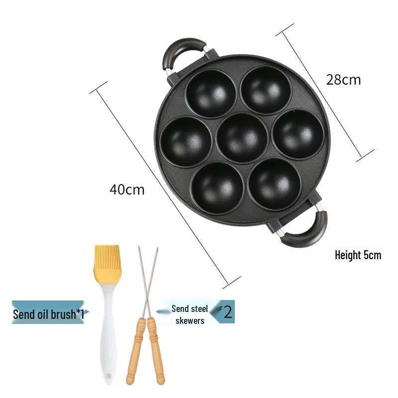 Commercial & Household Takoyaki Grill Pan - Octopus Ball Machine with Large Holes for Takoyaki & Chao Preparation