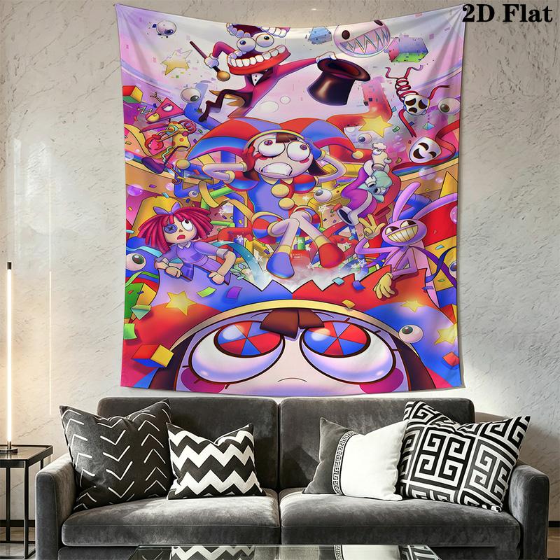 Clown Chase Whimsical Fun Tapestry Fashion Print Background Cloth Homestay Soft Decoration Tapestry Background Wall Hanging Cloth Work Of Art
