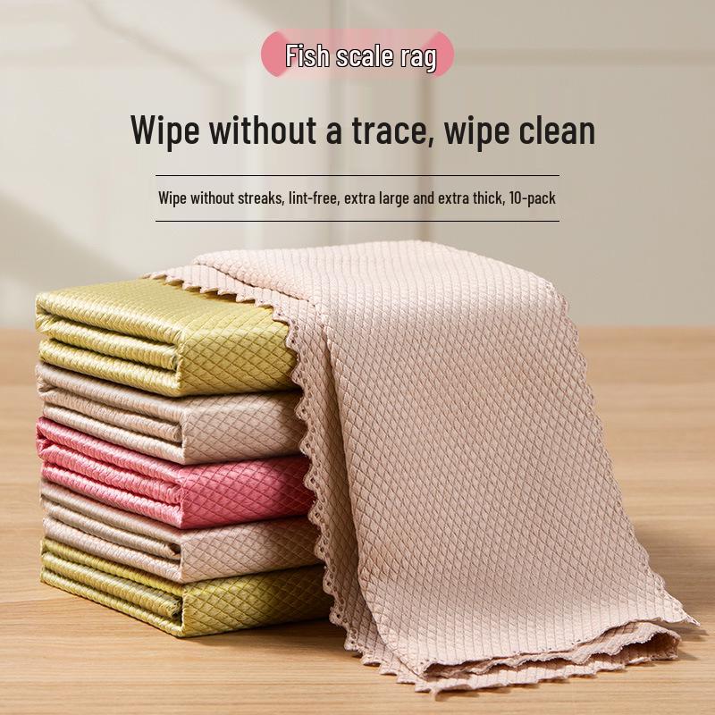 

Волшебная ткань «Рыбья чешуя»: Впитывающая салфетка для посуды для мытья стекла и кухонных поверхностей без разводов 25*25cm