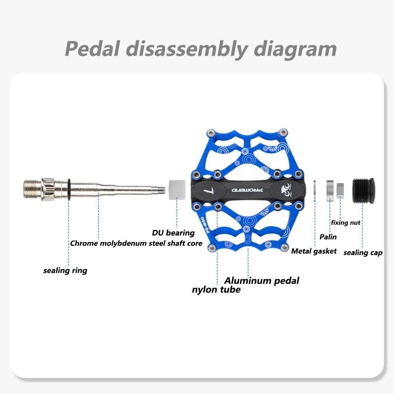 Promend MTB CNC Aluminum Alloy Peilin Bearings Big Flat Pedal Durable Lightweight Comfortable For Mountain Bike Road Gravel Bike