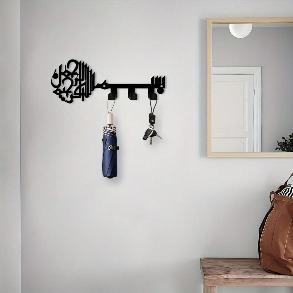 Bohemian Metal Wall Key Holder Black Gold Hooks Entryway Hall Bathroom Storage Decor