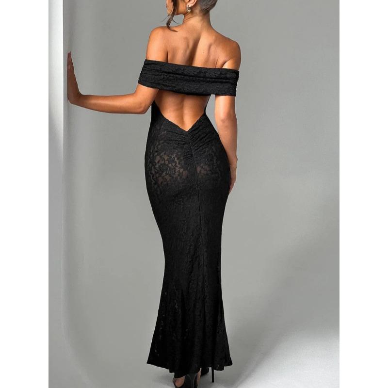 Sexy Women's New Hip-wrapped Floral Lace Slim-fit Backless Temperament Dress