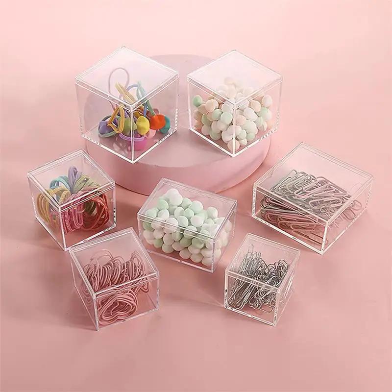 12 PCS Transparent Acrylic Boxes With Cover Plastic Organizer Gift Packing Box Food Candy Storage Container For Home  Display