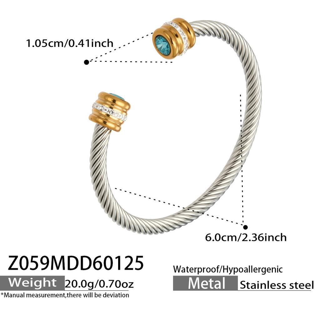 European and American fashion light luxury jewelry bracelet set with zirconia, stainless steel elastic open bangle